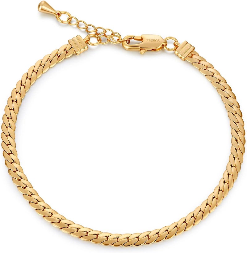 FRUMOS Dainty Layering Bracelets for Women 18 k Gold Plated Fashion Adjustable Chunky Cuban Paperclip Link Chain Bracelets Jewelry for Women Gift - Image 1